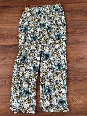 Beach Riot Womens The Blue Lagoon Drawstring Wide Leg Beach Pants Large Floral